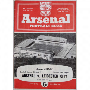 Arsenal V Leicester City 1961 football programme