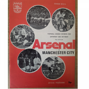 Arsenal V Man City 1972 football programme