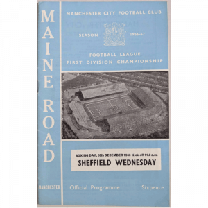 man city v sheffield wednesday 1966 football programme