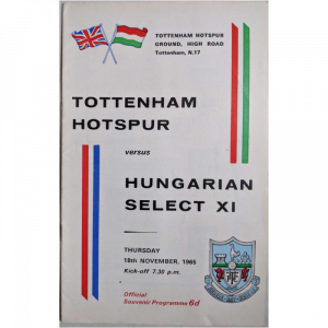 Tottenham V Hungary 1965 football programme