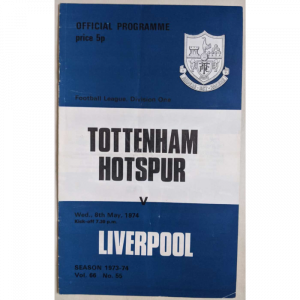 Tottenham V Liverpool 1974 football programme