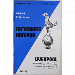 Tottenham V Liverpool 1975 football programme