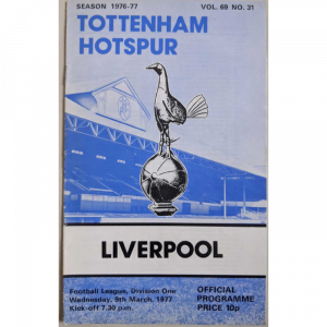 Tottenham V Liverpool 1977 football programme