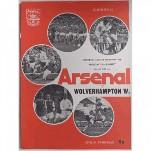 Arsenal V Wolves 1972 Football Programme